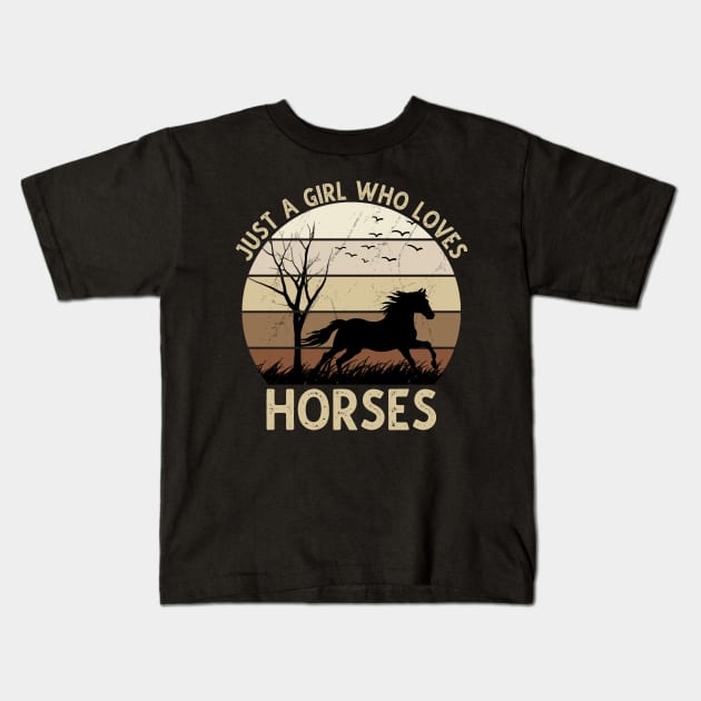 Just A Girl Who Loves Horses Kids T-Shirt by DragonTees